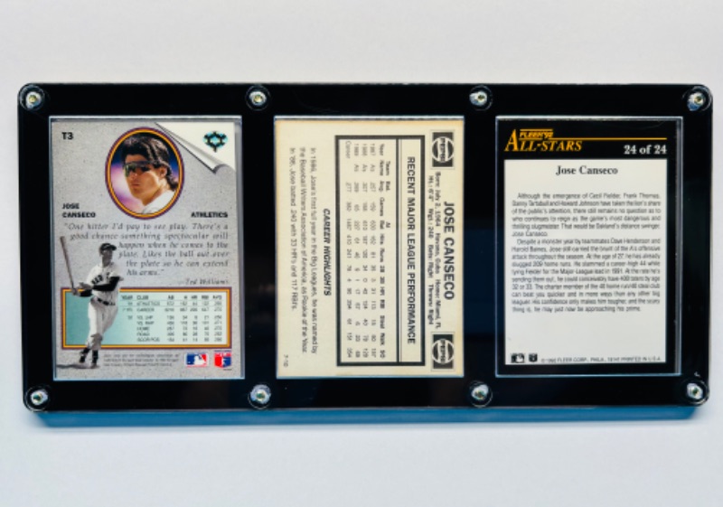 Photo 1 of 698700…3 Jose Canseco trading cards in case- Pepsi card