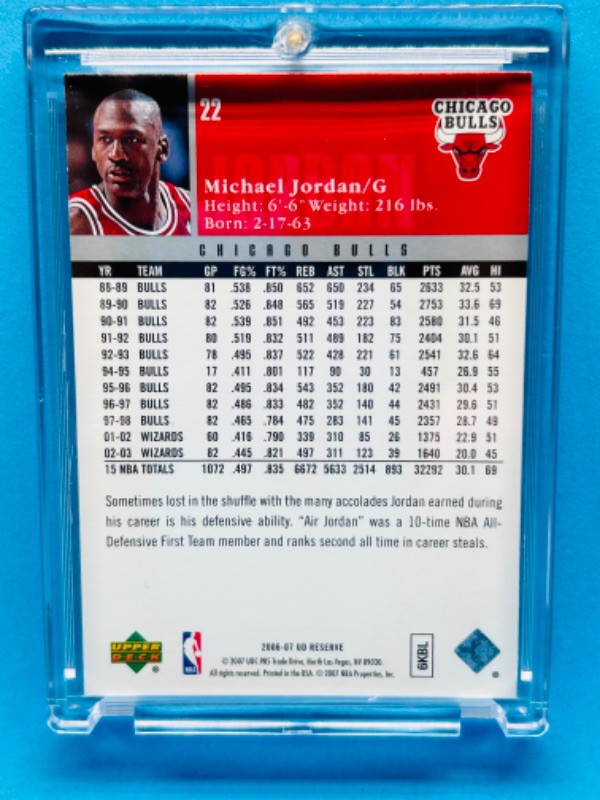 Photo 2 of 698702…upper deck Michael Jordan/G card 22 in hard plastic case