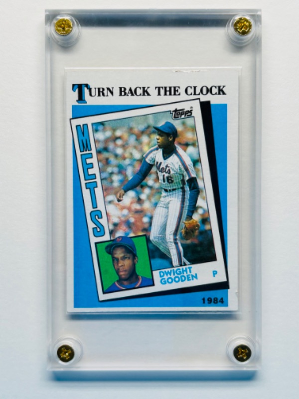 Photo 1 of 698705…Dwight Gooden turn back the clock card 661  in hard plastic case-damage 