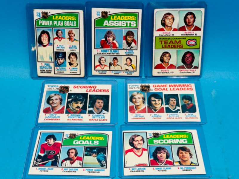 Photo 1 of 698723…vintage Hockey cards Guy Lafleur in hard plastic sleeves 