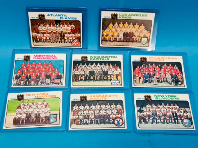 Photo 1 of 698727…8 vintage hockey team cards in hard plastic sleeves 