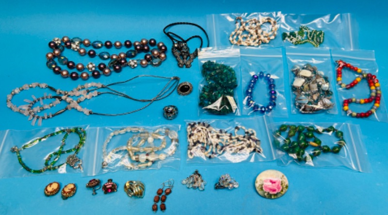 Photo 1 of 698778…vintage clip earrings and costume necklaces and pieces 