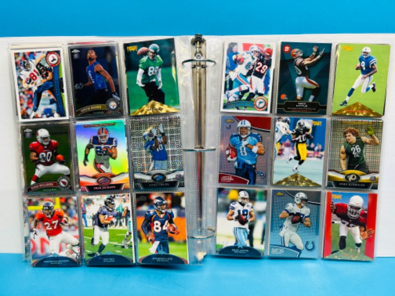 Photo 13 of 698786…306 mixed football trading cards in binder- several refractor cards