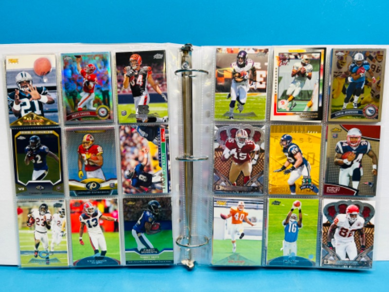 Photo 14 of 698786…306 mixed football trading cards in binder- several refractor cards