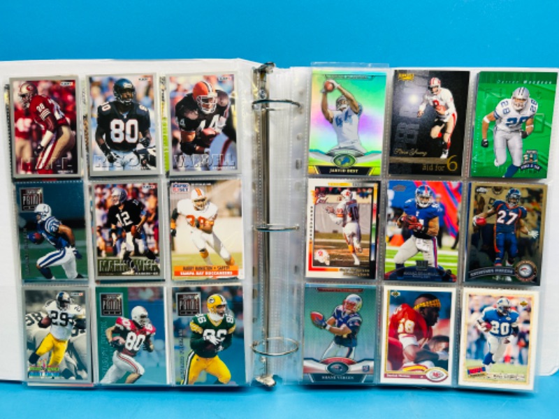 Photo 12 of 698786…306 mixed football trading cards in binder- several refractor cards