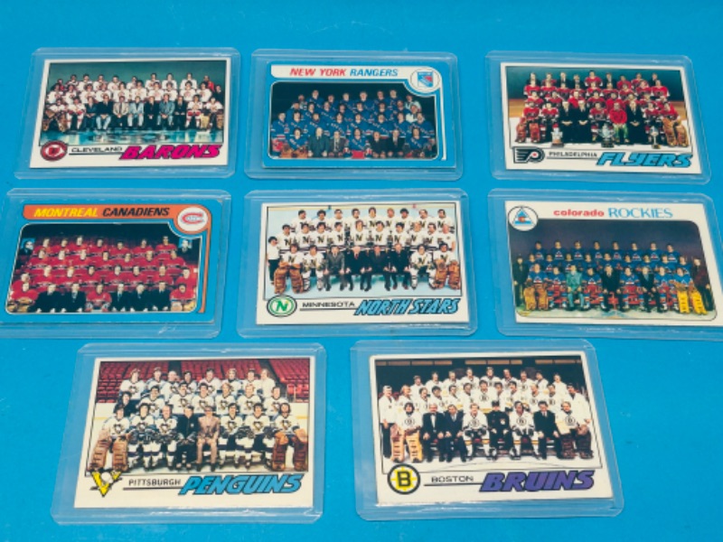 Photo 1 of 698798…vintage hockey team cards from late 1970’s in hard plastic sleeves 