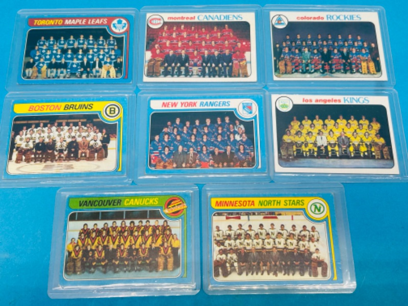 Photo 1 of 698799… vintage hockey team cards from late 1970’s in hard plastic sleeves 