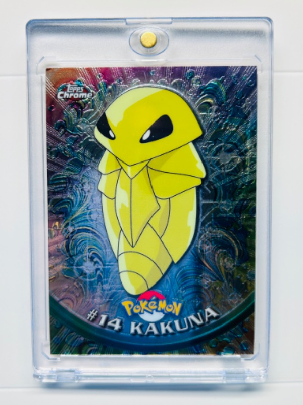 Photo 1 of 698826…topps chrome Pokémon Kakuna #14 card  in hard plastic case