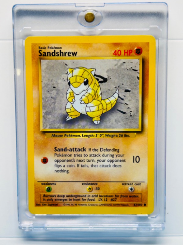 Photo 1 of 698829…Pokémon Sandshrew card 62/102 in hard plastic case 