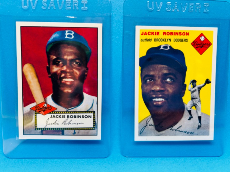 Photo 1 of 698848…Jackie Robinson reprint cards in hard plastic sleeves 