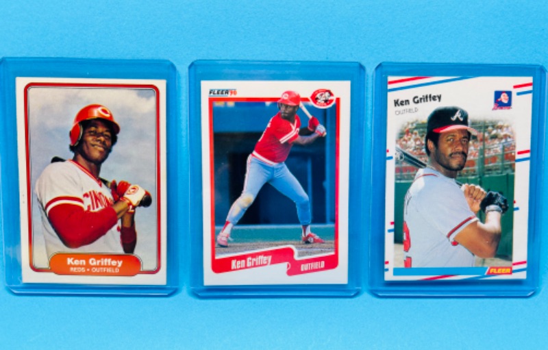 Photo 1 of 698849…3 Ken Griffey cards in hard plastic sleeves 