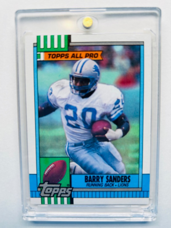 Photo 1 of 698850…topps Barry Sanders Rookie card in hard plastic case