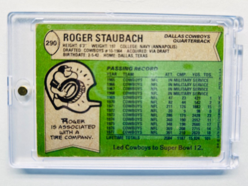 Photo 2 of 698851…Topps 1978 Roger Staubach card 290 in hard plastic case