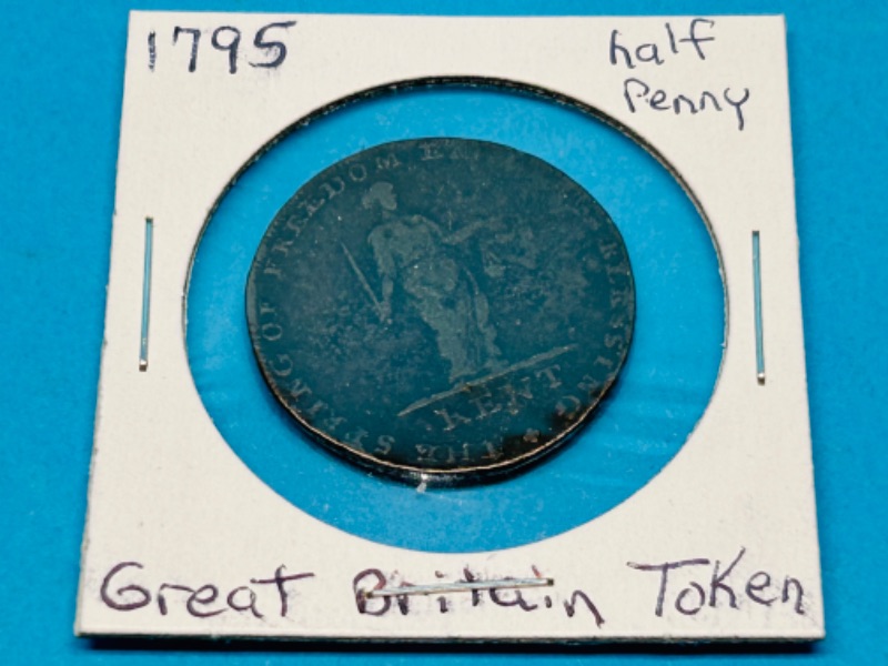 Photo 1 of 698858…circulated 1795 Great Britain half penny token 