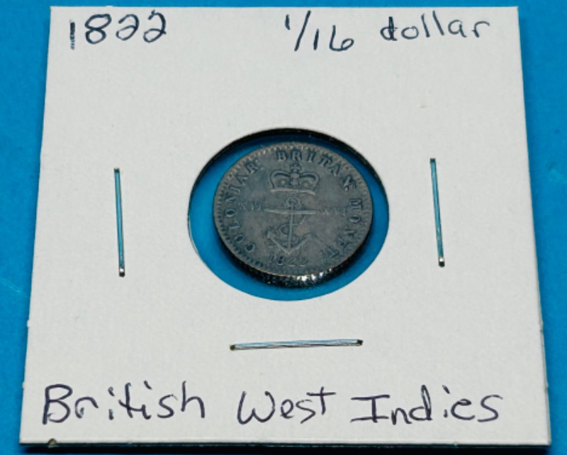 Photo 1 of 698859…circulated 1822 British West Indies 1/16 dollar coin 