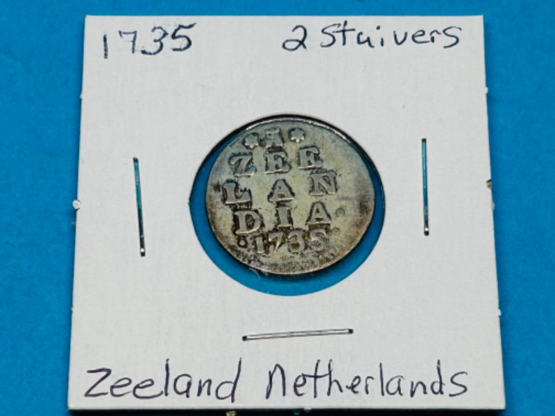 Photo 1 of 698860…circulated 1735 Zeeland Netherlands 2 stuivers coin