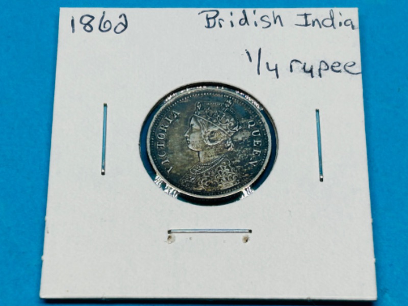 Photo 1 of 698861…circulated 1862 British India 1/4 rupee 