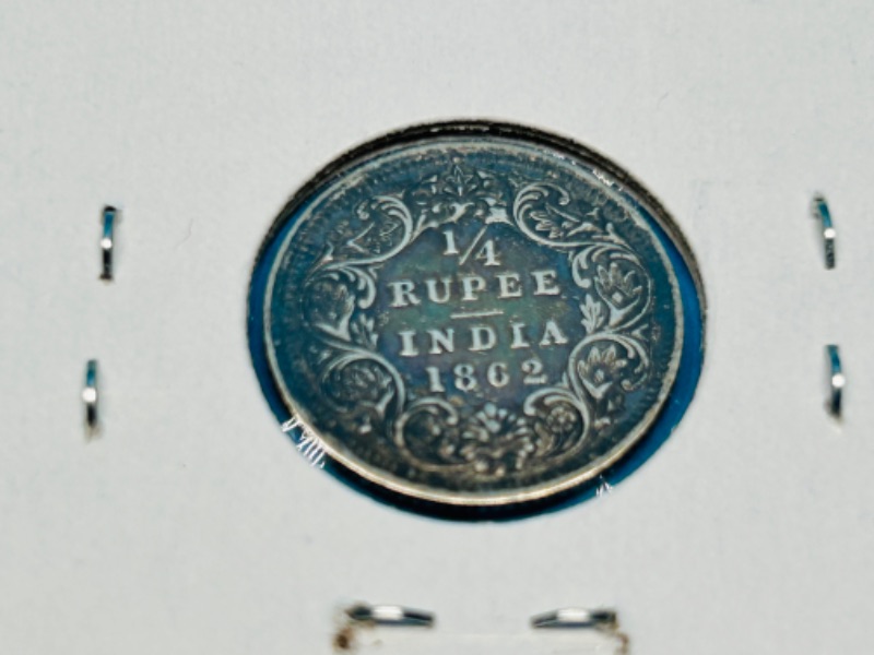 Photo 2 of 698861…circulated 1862 British India 1/4 rupee 