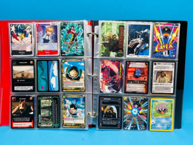 Photo 1 of 698889…216 mixed character and game trading cards in binder 