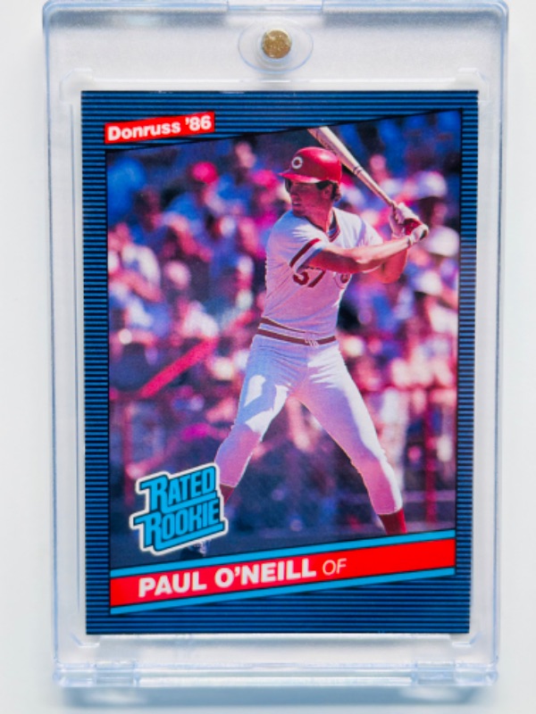 Photo 1 of 698906…Donruss rookie Paul O’Neill card 37 in hard plastic case 