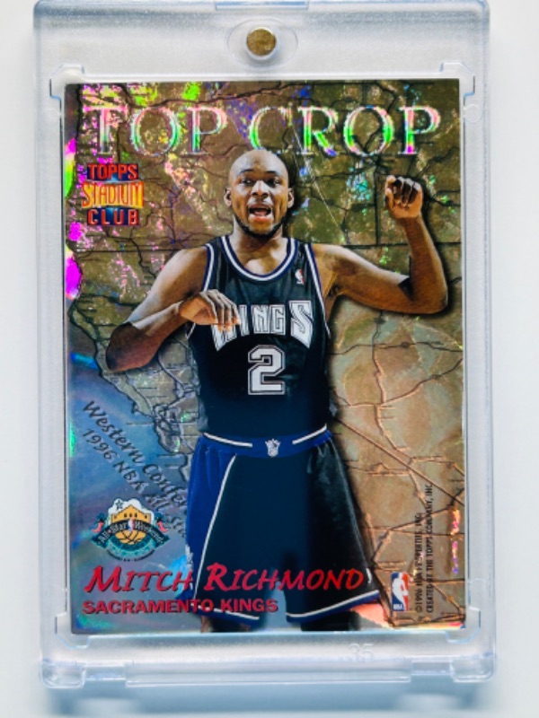 Photo 1 of 698911…Topps stadium club Top crop Mitch Richmond/Reggie Miller foil card in hard plastic case 