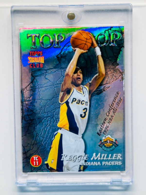 Photo 2 of 698911…Topps stadium club Top crop Mitch Richmond/Reggie Miller foil card in hard plastic case 