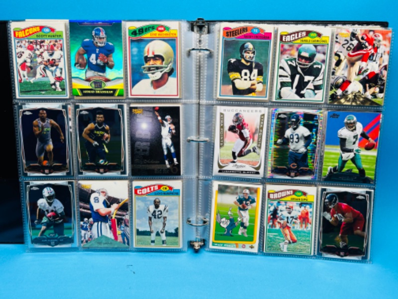 Photo 13 of 698927… 288 mixed football cards in binder - some older ones may have wear from age