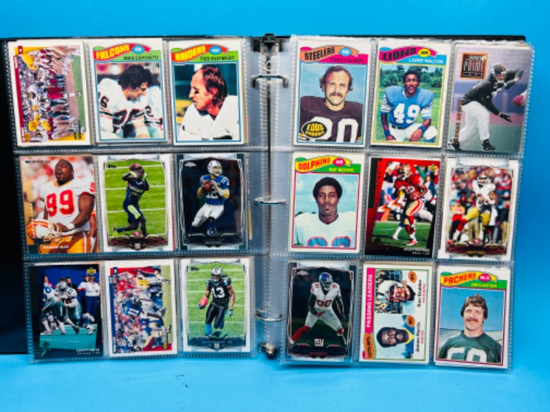 Photo 12 of 698927… 288 mixed football cards in binder - some older ones may have wear from age