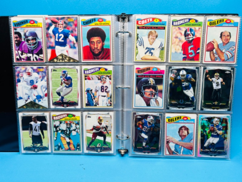 Photo 9 of 698927… 288 mixed football cards in binder - some older ones may have wear from age