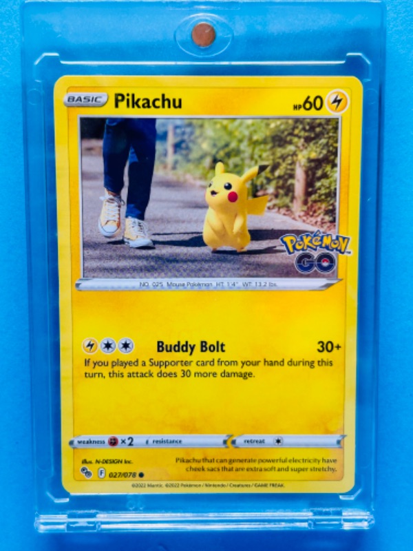 Photo 1 of 698933…Pokémon  Pikachu card 027/028 in hard plastic case 