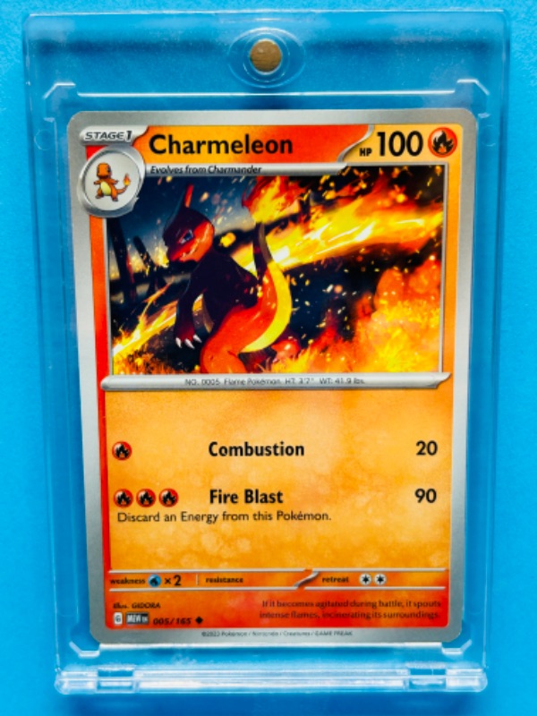 Photo 1 of 698938…Pokémon Charmeleon card 005/165 in hard plastic case 