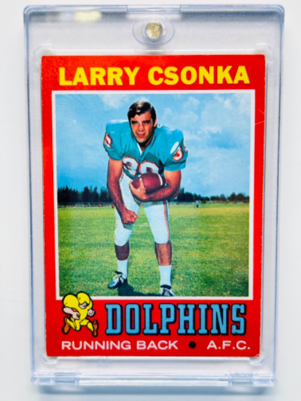 Photo 1 of 698943…vintage Larry Csonka card 45 in hard plastic case- may have wear from age