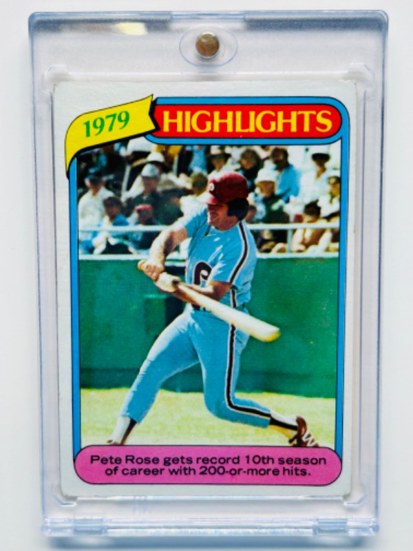 Photo 1 of 698954…Pete Rose gets record card 4  in hard plastic case 