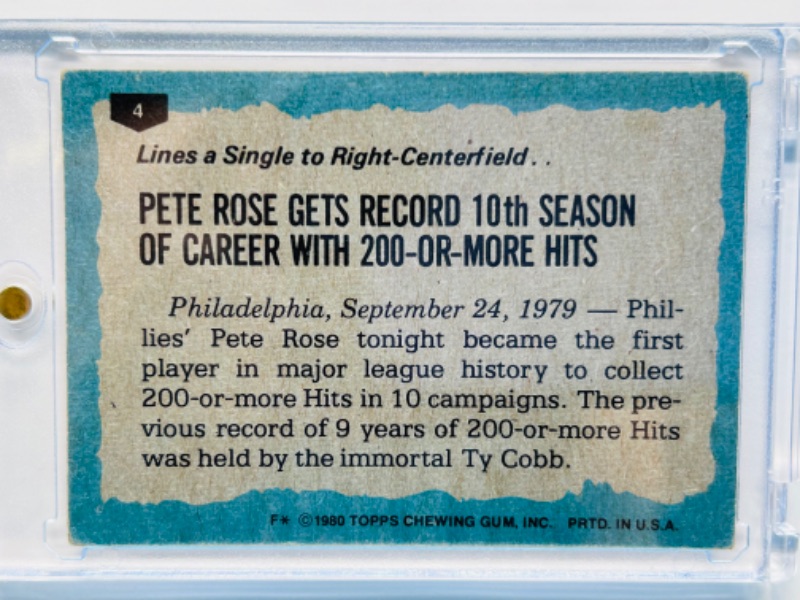 Photo 2 of 698954…Pete Rose gets record card 4  in hard plastic case 