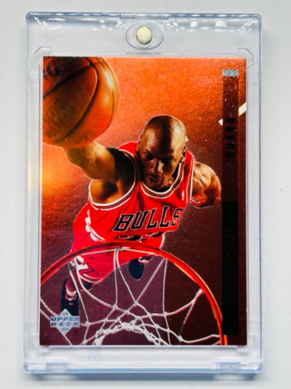 Photo 1 of 698991…Upper deck Michael Jordan behind the glass card G11  in hard plastic case