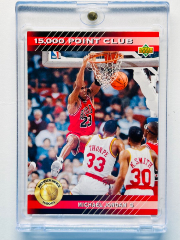 Photo 1 of 698992…upper deck Michael Jordan 15,000 Point club card PC 4  in hard plastic case