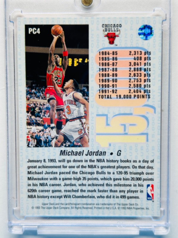 Photo 1 of 698992…upper deck Michael Jordan 15,000 Point club card PC 4  in hard plastic case