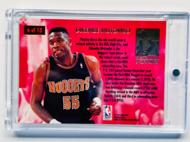 Photo 2 of 698995…Fleer ultra  Dikembe Mutombo rebound king card 6 in hard plastic case