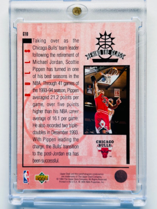 Photo 2 of 698997…upper deck scottie Pippen behind the glass card G 10 in  hard plastic case