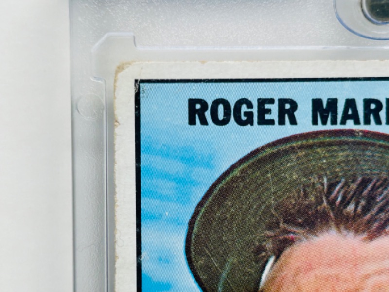 Photo 3 of 699000…1967 Roger Maris outfield card 45  in  hard plastic case- corners show ware  from age