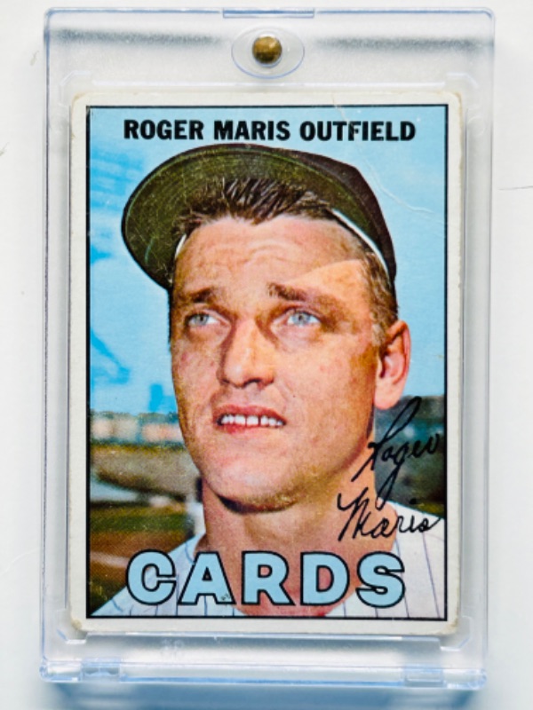 Photo 1 of 699000…1967 Roger Maris outfield card 45  in  hard plastic case- corners show ware  from age