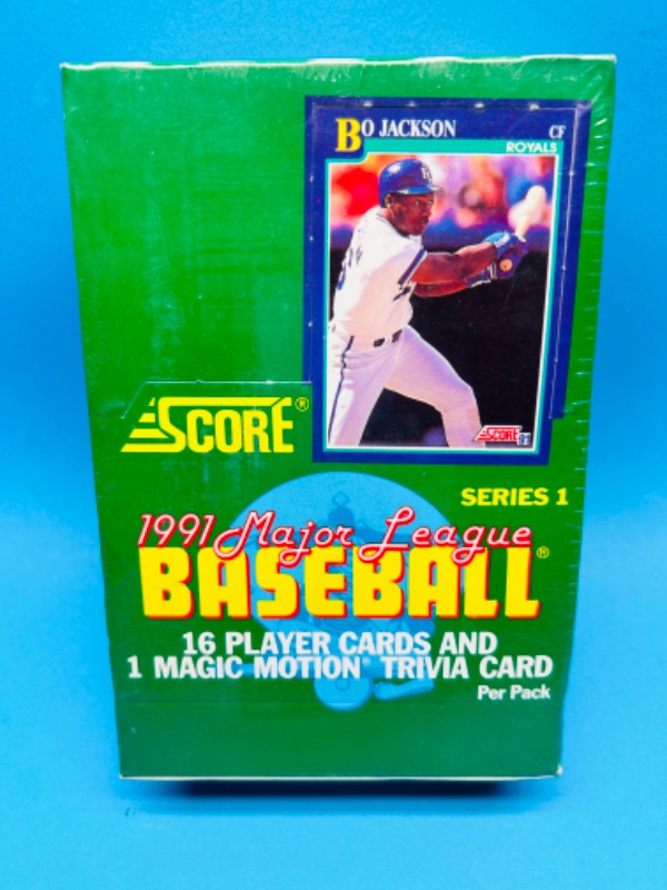 Photo 3 of 699005…sealed 1991 Score baseball card box series 1 with magic motion trivia cards