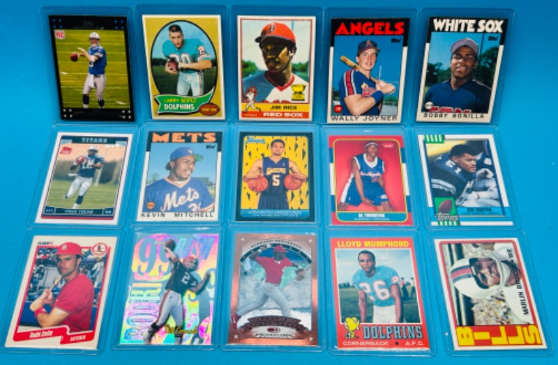 Photo 1 of 699008…15 sports Rookie cards in hard plastic sleeves 