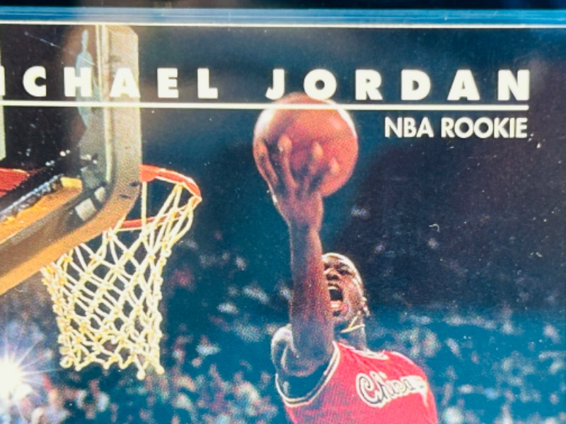 Photo 4 of 699018…3 Michael Jordan trading cards (including a Rookie) in display case 