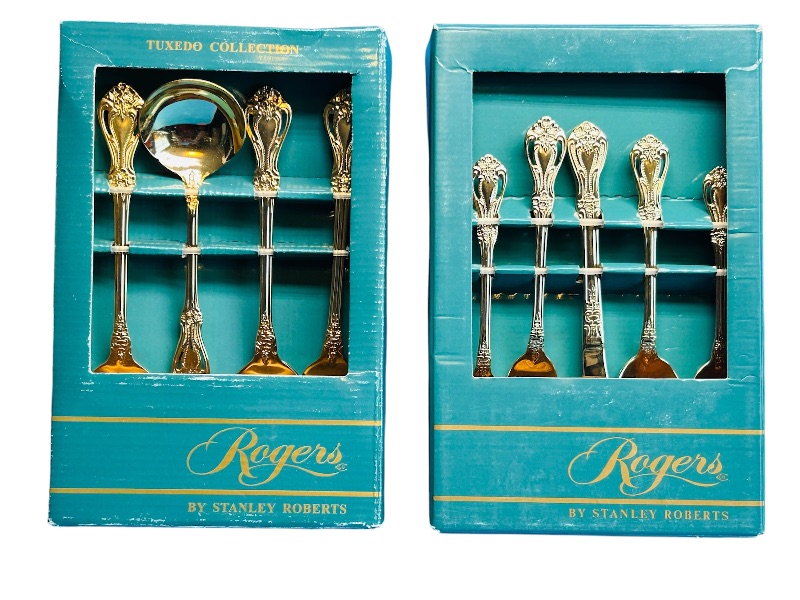 Photo 1 of 699025…Rogers service for 4 gold colored silverware and serving set