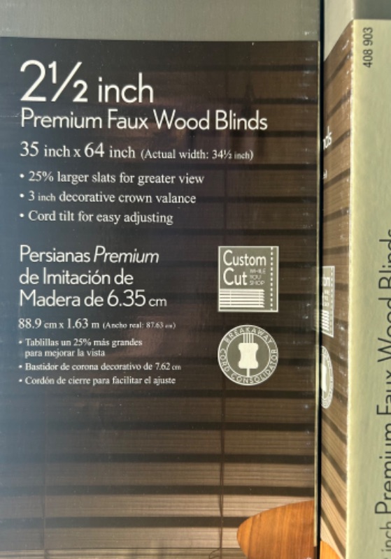 Photo 4 of 699037…3 premium faux wood 2 1/2” window blinds Espresso color 35’x64”