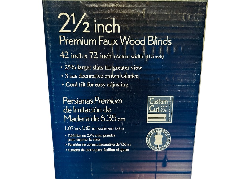 Photo 3 of 699043…  3 premium faux wood 2 1/2” window blinds espresso color 42”x72”