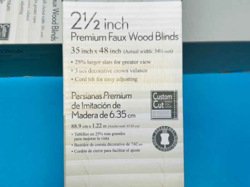 Photo 2 of 699050…  3 premium faux wood 2 1/2” window blinds white color 35”x48”