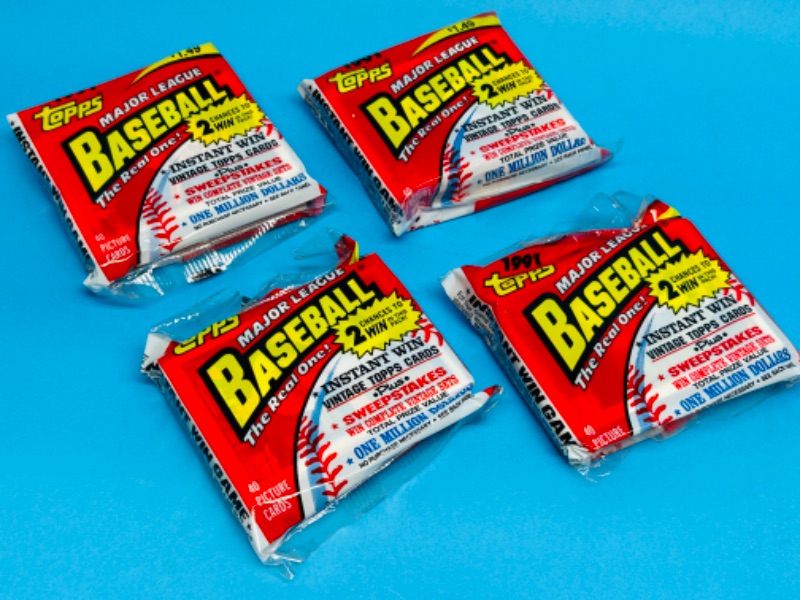 Photo 1 of 699056…4 sealed 1991 Topps baseball packs