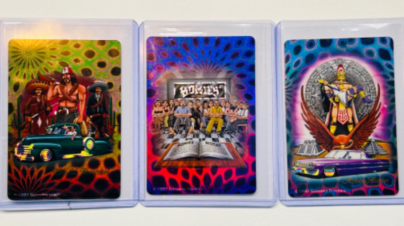 Photo 1 of 699063…1997 Gonzalez Graphics holographic vending Homies/lowriders stickers in hard plastic sleeves 